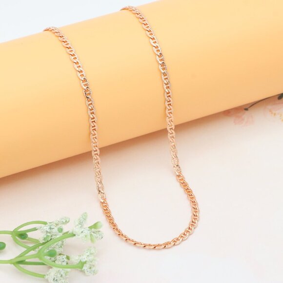 "Rose Gold Statement Chain Necklace in 60cm | Bold & Elegant Style, XPNL0269 - Picture 1 of 12